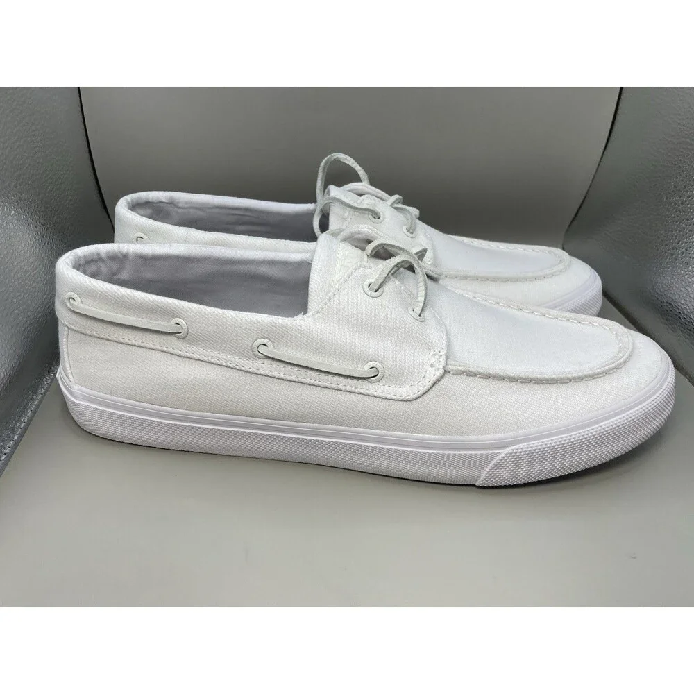 Sperry Bahama Washed Twill Boat Mens 13 M White STS24259 New In Box